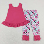 GSPO1098  pink sleeves shirt and long pants girl outfits