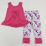 GSPO1098  pink sleeves shirt and long pants girl outfits