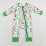 LR0883-- long sleeve green baby sleeper