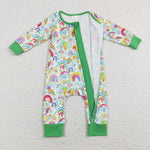 LR0883-- long sleeve green baby sleeper