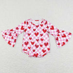 LR0865-- red heart pink long sleeve romper