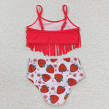 Little girls strawberry swimwear (with chest pad for 10-12T & 14-16T)
