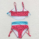 Girls cute watermelon 2pcs swimsuit (with chest pad for 10-12T & 14-16T)