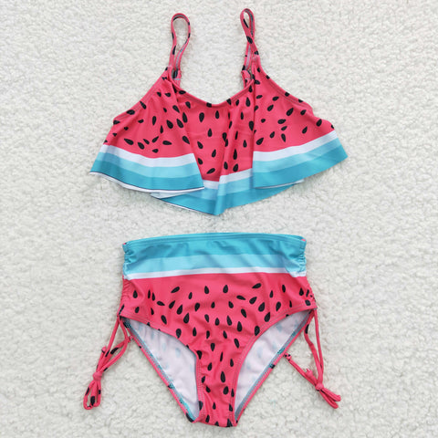 Girls cute watermelon 2pcs swimsuit (with chest pad for 10-12T & 14-16T)