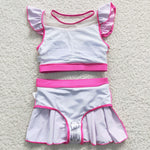 Girl summer 2pcs pink swimwear (with chest pad for 10-12T & 14-16T)