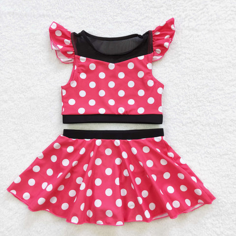 Baby girls dotted 2pcs swim suit (with chest pad for 10-12T & 14-16T)