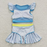Kids blue 2pcs swim suit (with chest pad for 10-12T & 14-16T)