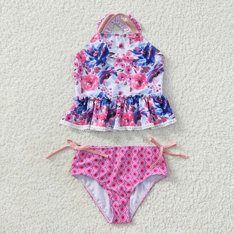 Little girl flower 2pcs swimwear (with chest pad for 10-12T & 14-16T)