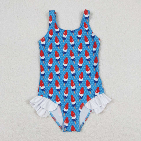 S0217  baby girl clothes ice cream 4th of July patriotic summer swimsuit
