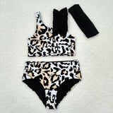 S0223 baby girl clothes orange leopard pattern girl summer swimsuit