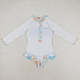 S0242  baby girl clothes blue print girl summer swimsuit