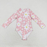 S0244 baby girl clothes pink flower girl summer swimsuit