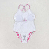 S0247  baby girl clothes pink floral girl summer swimsuit