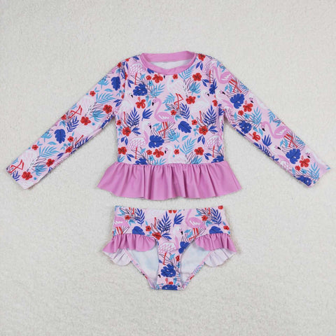 S0263 baby girl clothes flamingo girl summer swimsuit