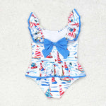 S0277 baby girl clothes sailboat girl summer swimsuit