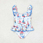 S0277 baby girl clothes sailboat girl summer swimsuit