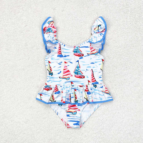 S0277 baby girl clothes sailboat girl summer swimsuit