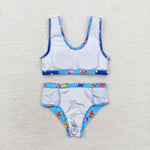 S0280   baby girl clothes cartoon shark girl summer swimsuit