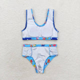 S0280   baby girl clothes cartoon shark girl summer swimsuit