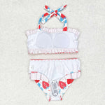 S0316   baby girl clothes strawberry girl summer swimsuit beach wear