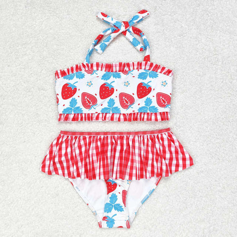 S0316   baby girl clothes strawberry girl summer swimsuit beach wear