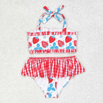 S0316   baby girl clothes strawberry girl summer swimsuit beach wear