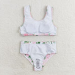 S0318  baby girl clothes pink floral girl summer swimsuit