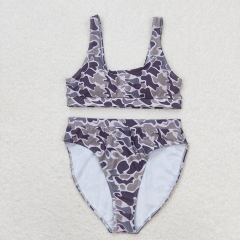 S0321  adult clothes Adult mom gray camouflage print Summer Swimsuit adult bikini