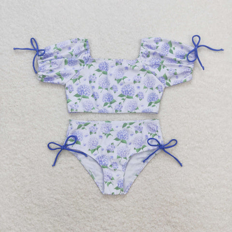 S0330 baby girl clothes floral purple girl summer swimsuit beach wear