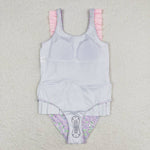 S0331 baby girl clothes floral pink girl summer swimsuit beach wear