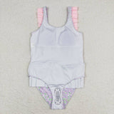 S0331 baby girl clothes floral pink girl summer swimsuit beach wear