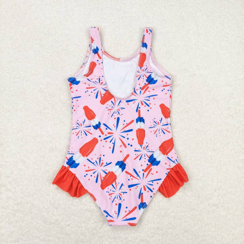 S0333   baby girl clothes 4th of July patriotic girl summer swimsuit beach wear