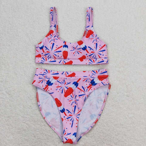 S0334 adult clothes Adult mom 4th of July patriotic print Summer Swimsuit adult bikini