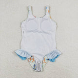 S0356  baby girl clothes cartoon dog girl summer swimsuit beach wear