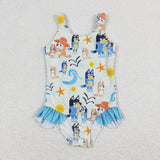 S0356  baby girl clothes cartoon dog girl summer swimsuit beach wear