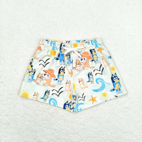 S0362 3-6M-6-7T baby boy clothes cartoon dog boy summer swim shorts