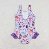 S0388  baby girl clothes 1989 singer  girl summer swimsuit beach wear  12-18M to 14-16T