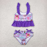 S0389   baby girl clothes 1989 singer  girl summer swimsuit beach wear  12-18M to 14-16T