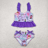 S0389   baby girl clothes 1989 singer  girl summer swimsuit beach wear  12-18M to 14-16T