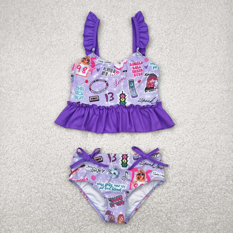 S0389   baby girl clothes 1989 singer  girl summer swimsuit beach wear  12-18M to 14-16T