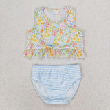 S0414   baby girl clothes floral girl summer swimsuit beach wear