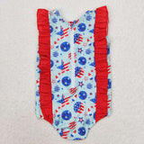 S0433 baby girl clothes 4th of July patriotic girl summer swimsuit beach wear