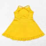 S0455    baby girl clothes yellow girl summer yoga wear