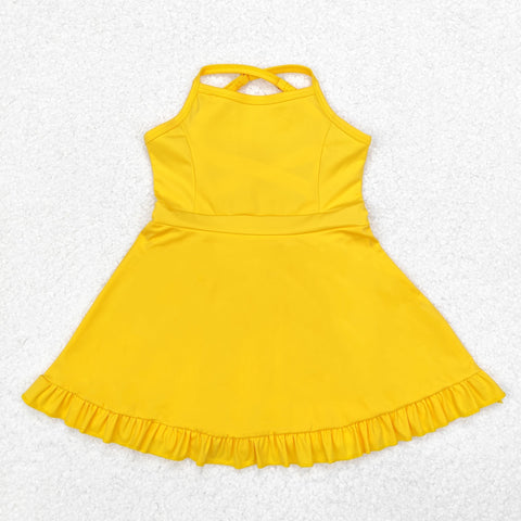 S0455    baby girl clothes yellow girl summer yoga wear