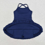 S0456  baby girl clothes navy blue girl summer swimsuit beach wear