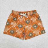 S0463 baby clothes highland cow print boys summer swim trunks