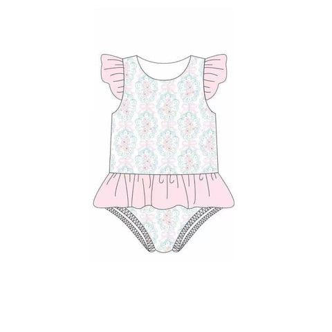 S0485 pre-order baby girl clothes floral girl summer swimsuit beach wear-2025.1.26