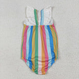 S0550  baby girl clothes colorful stripes girl summer swimsuit beach wear