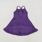 S0554 baby girl clothes purple girl summer yoga wear