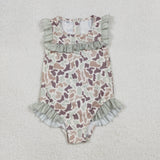 S0595 baby girl clothes camo print girl summer swimsuit beach wear